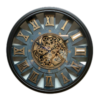 Round Industrial Metal Moving Gears Wall Clock 72cm