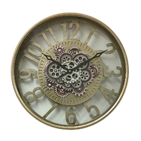 Round Industrial Metal Moving Gears Wall Clock 60cm