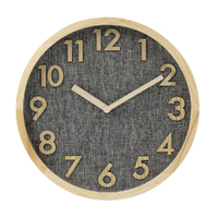 Linen Dial Timber Wooden Natural Frame Wall Clock 35cm