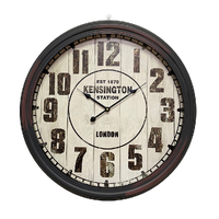 Kensington Station Vintage French Country Metal Wall Clock  Black 62cm