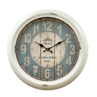 Vintage Hotel Les Flots Bleus Metal Frame Wall Clock White 47cm