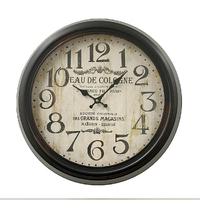 Vintage Retro Black Distressed Metal Frame Wall Clock 46cm