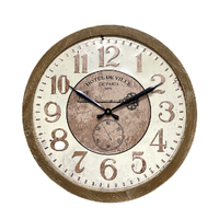 Hotel De Ville  Stamped Metal Dial Wood Frame Wall Clock 60cm