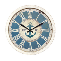 Anchor Stamped Metal Dial Wood Frame Wall Clock 60cm