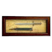 Home Decor Antique Metal Sword & Scabbard Timber Frame with Glass Face