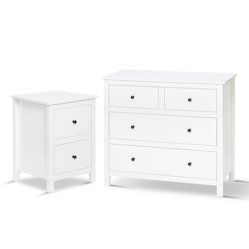 Franco Bedside Table and Chest Drawer Set White