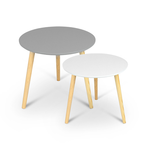 Aura 2 Piece Round Wood Coffee Table Set