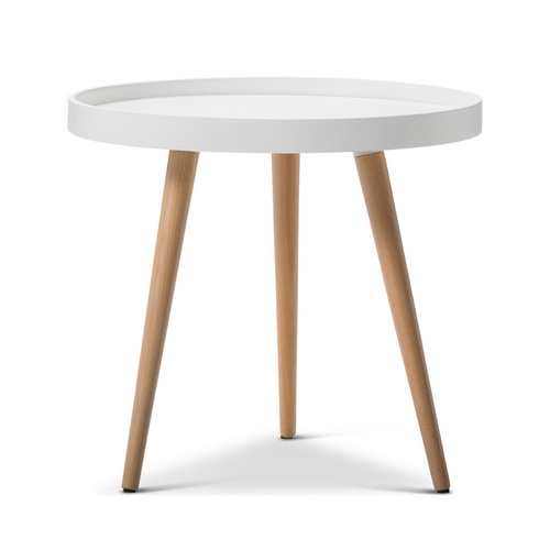 Aura Round Wood Coffee Table Tray White 