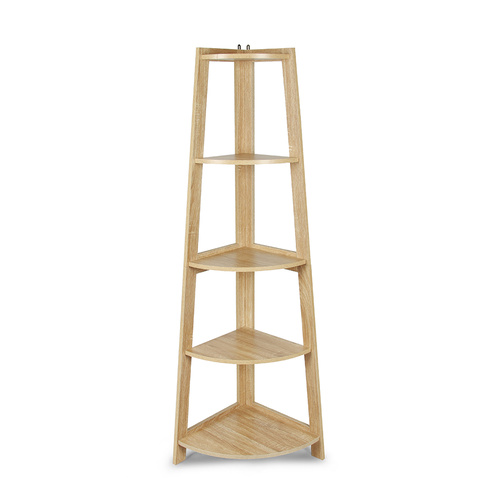 Hawaii 5 Tier Diplay Ladder Corner Shelf Rack Oak