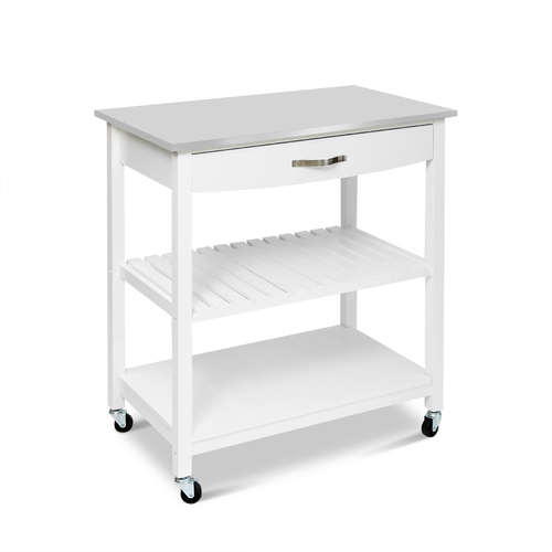 Hina Kitchen Trolley with Drawer 2 Shelves White