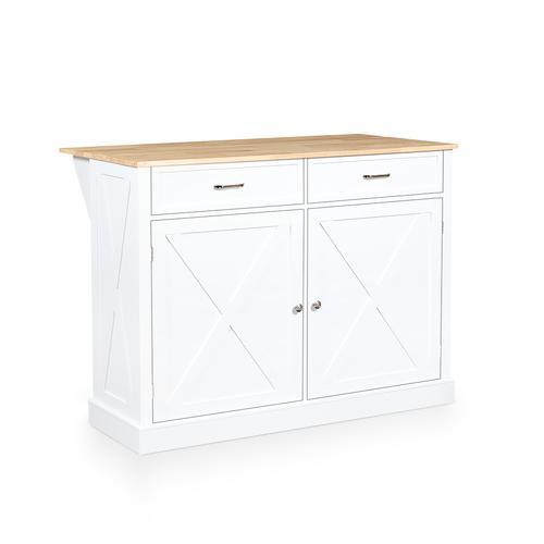 Norman Rolling Kitchen Island With Drop Leaf Top White