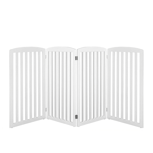 Wooden Freestanding Pet Gate 4 Panels White