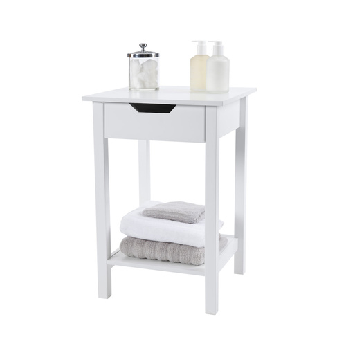 Set of 2 Noosa Square White Side Table Bedside Table With Cut Out Handle
