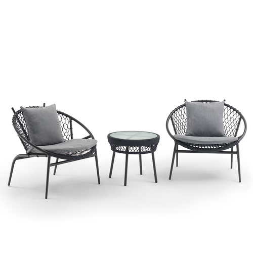 Hilda 2 Seater PE Rattan Outdoor Lounge Set Coffee Table & Chairs