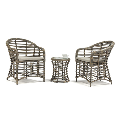 Florida 2 Seater PE Rattan Outdoor Lounge Set Coffee Table & Chairs