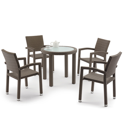 Bruno 4 Seater Outdoor Wicker Dining Table Set Brown