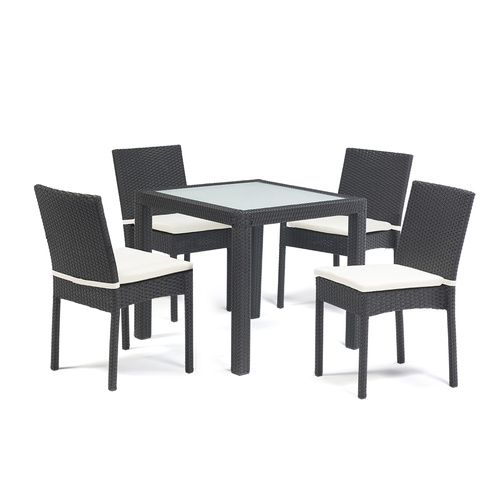 Wyatt PE Rattan Outdoor Dining Table Set Black