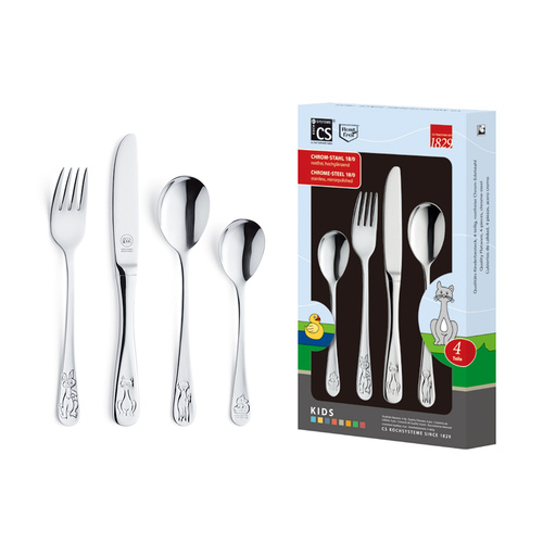 Kids 4pcs Cutlery Set Stainless Steel 