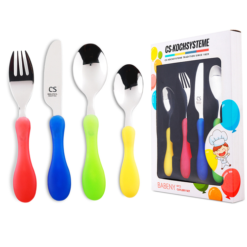 Babeny 4pc Kids Stainless Steel Cutlery Set
