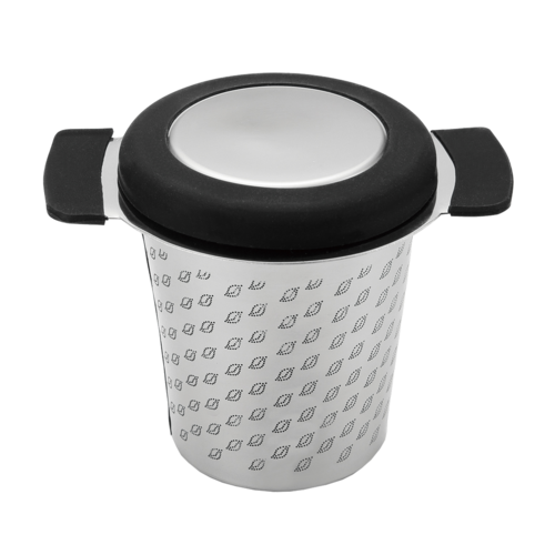 Teaology Stainless Steel Micromesh Tea Mug Infuser With Lid Black