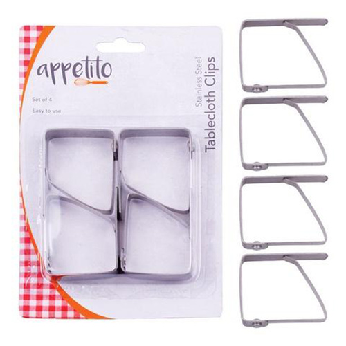 Appetito Set of 4 Stainless Steel Tablecloth Clips