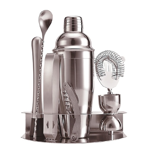 8 Pce Stainless Steel Cocktail Set W/Stand