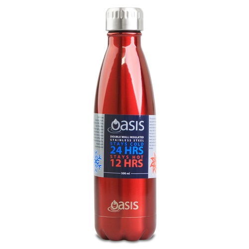 Oasis 500ml Stainless Steel Double Wall Insulated Drink Bottle Red