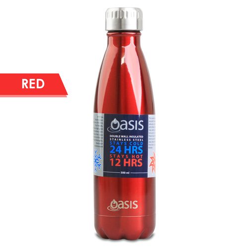 Oasis 750ml Stainless Steel Double Wall Insulated Drink Bottle Red