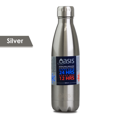 Oasis 750ml Stainless Steel Double Wall Insulated Drink Bottle Silver