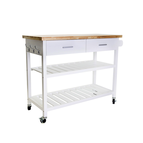 Kitchen Island Trolley With Open Shelves - White
