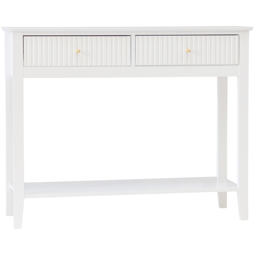 Zara Fluted 2 Drawer Console Table White