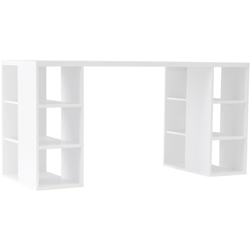 Desk With Bookcase Shelves White