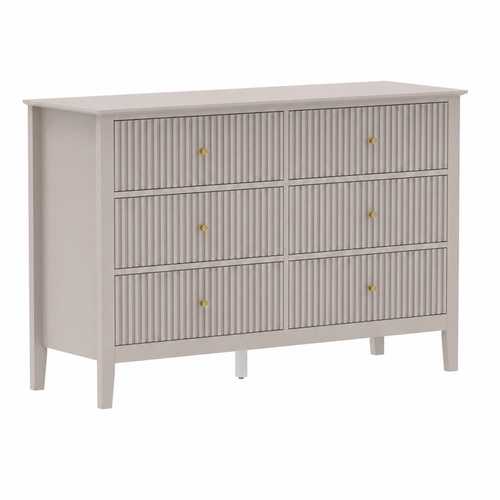 Zara Fluted 6 Drawer Chest - Stone