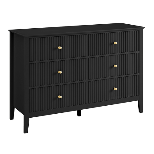 Zara Fluted 6 Drawer Chest Black