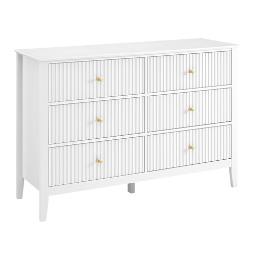 Zara Fluted 6 Drawer Chest White