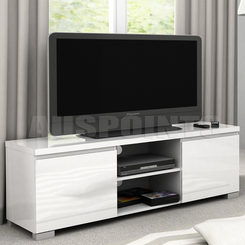 High Gloss 2 Compartment 2 Door Entertainment Unit White