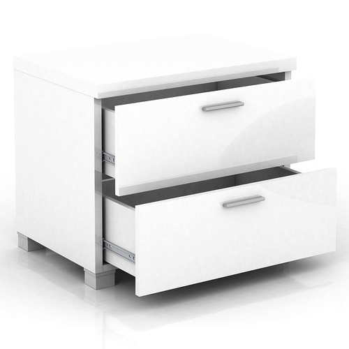 2 Drawers Bedside Table High Gloss