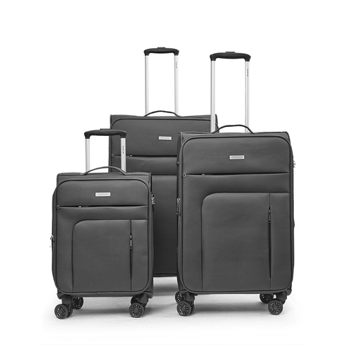 Conwwod SureLite 3pc 8 Wheels Soft Trolley Suitcase Grey