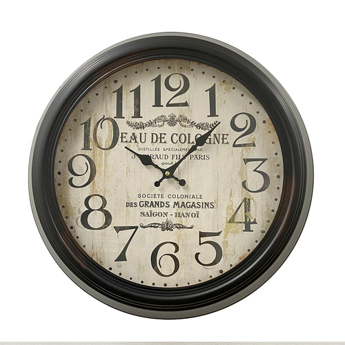 Vintage Retro Black Distressed Metal Frame Wall Clock 46cm