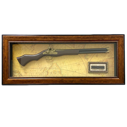 Home Decor Antique Large Plastic Gun Timber Frame with Glass Face